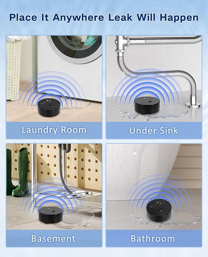 Geevon 3 Pack Water Leak Detectors, 100dB Water Sensor Alarms Flood Detector - Image 3