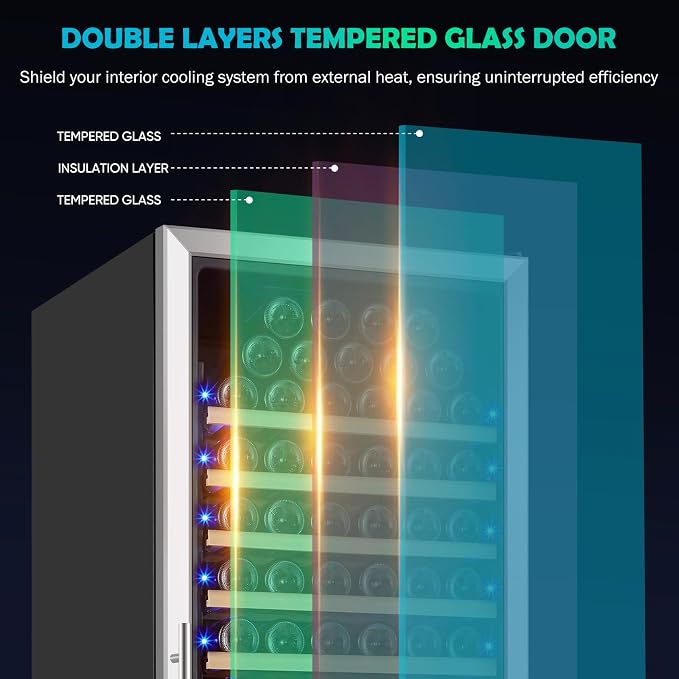 200 Bottle Dual Zone Wine Fridge - 24 Inch Large Wine Cooler Refrigerator, Freestanding and Built-in Design, Upgraded Compressor Cooling, Intelligent Temperature Memory - Image 6