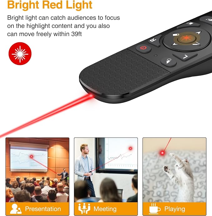Presentation Remote with Air Mouse Function, Wireless Presenter Clicker RF - Image 4