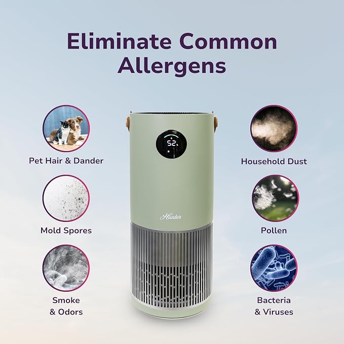 Hunter Fan Company Humidifier and Air Purifier In One, Advanced Filtration Air Purifiers for Home, Air Purifiers for Home Pets, Humidifiers for Bedroom and Humidifiers for Bedroom Baby, Sage/Silver - Image 4