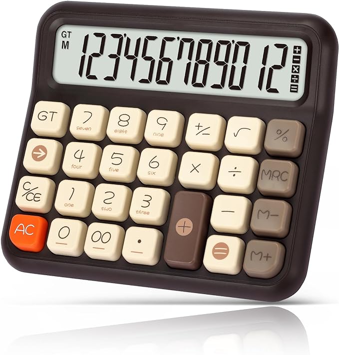 Pendancy Desk Calculator 12 Digit, Retro Cute Basic Calculator by Pendancy
