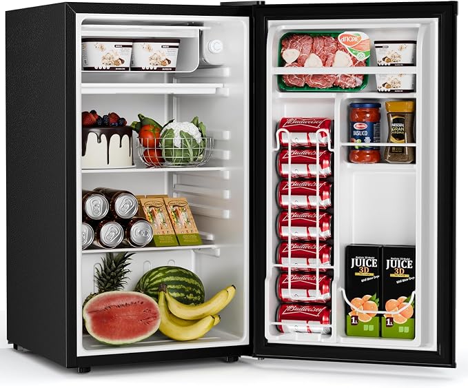 Antarctic Star Mini Compact Refrigerator with Freezer, 3.2 Cu.Ft. Single Door with Adjustable Thermostat,Removable Glass Shelves for Apartment/Dorm/Office,BLACK - Image 2