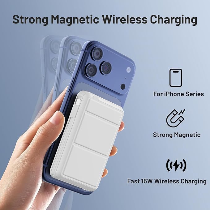 Azmuth for MagSafe Portable Charger, 10000mAh Magnetic Power Bank with 20W PD USB-C Fast Charging LED Display for MagSafe Battery Pack, Magnetic Travel Charger for iPhone 17/16/15/14/13/12 Series - Image 5