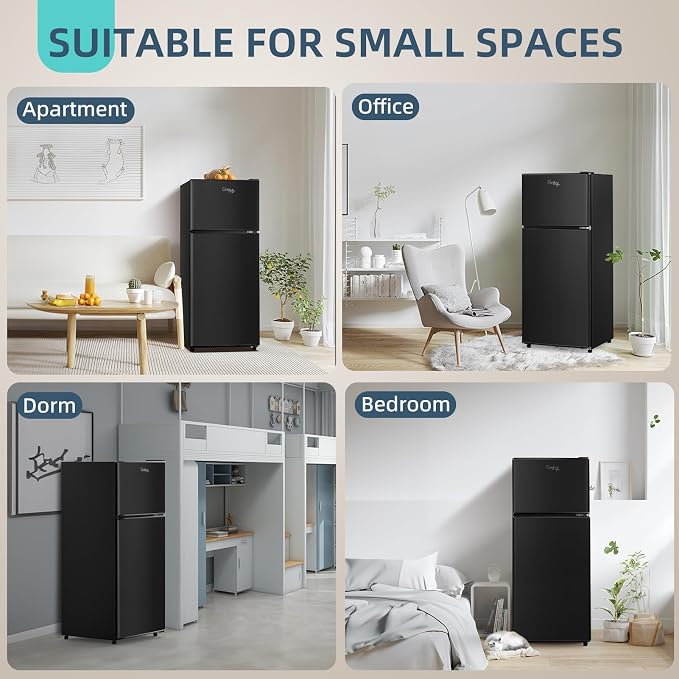 Cucina Magica Mini Fridge with Freezer, 3.8 Cu.Ft Small Fridge, Energy Saving, Low Noise,7 Adjustable Thermostat, Double Door Small Refrigerator for Dorm, Bedroom, Office - Image 7
