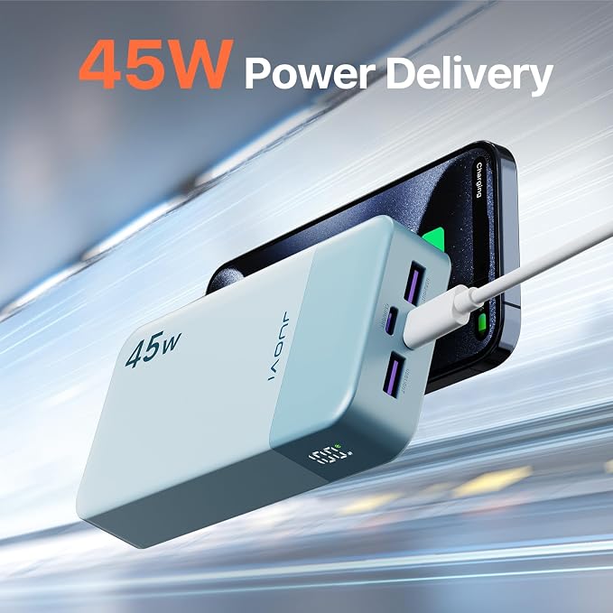 JUOVI J2621 Power Bank Portable Charger 20000mAh 45W, PD3.0 QC 4.0 Fast Charging Battery Pack with LED Display,2 USB-C,2 USB-A for iPhone 15 16, MacBook - Image 2