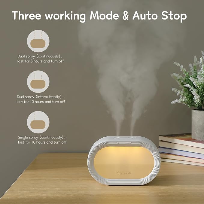 Small Dual Cool Mist Humidifiers for bedroom,500ml Mini Plant Humidifier indoor, Rechargeable Battery Powered Portable Desk Baby Humidifiers for Kids Room Home Baby Nursery, Office - Image 4