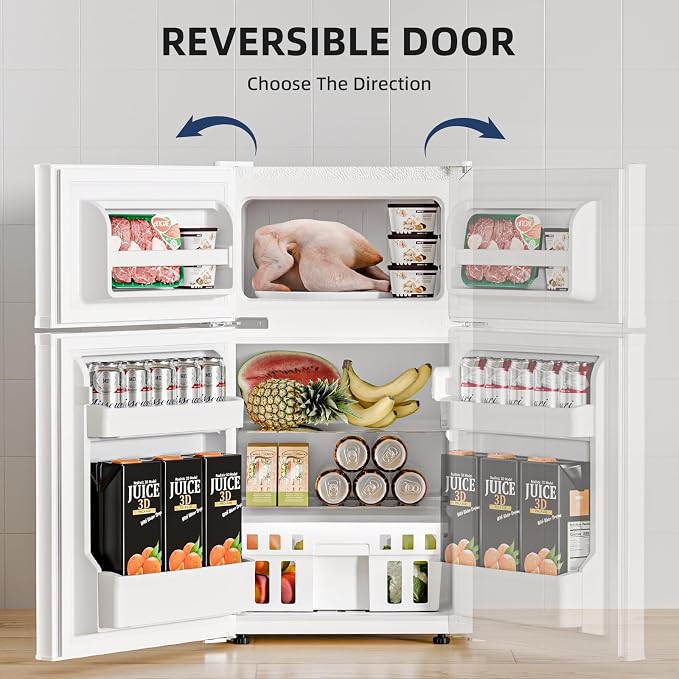 Antarctic Star Compact Refrigerator with Freezer,2 Door Mini Fridge,Adjustable Shelf,Adjustable Thermostat,for Bedroom,Office,Dorm,Kitchen,3.2 Cu.Ft.WHITE - Image 6