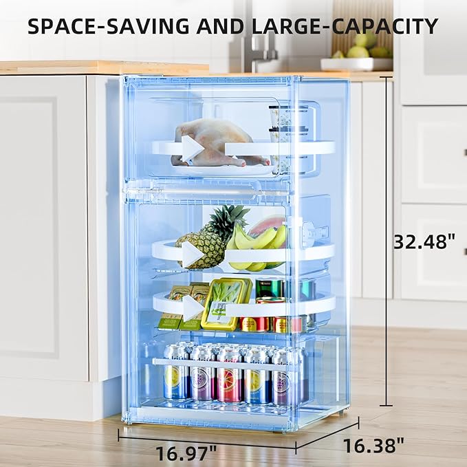 Antarctic Star Compact Mini Fridge with Freezer,Double Door with Adjustable Thermostat,Small Fridge Removable Shelves for Dorm/Office,2.5 Cu.Ft,Black - Image 3