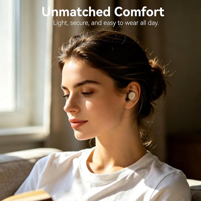 TOZO T10 Wireless Earbuds Powerful Bass Stereo Wireless Charging, APP, IPX8 | Waterproof, 55H Playtime, Ergonomic Design In Ear buds, App Customize EQ, Bluetooth 5.3 Headphones for Work, Travel, Khaki - Image 4