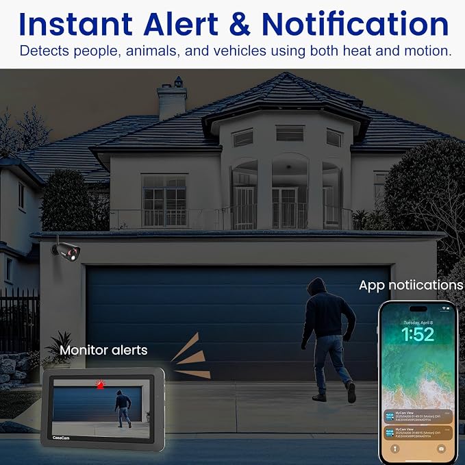 CasaCam Wireless Security Camera System Air | 7" Touchscreen Monitor and 2 720p - Image 4