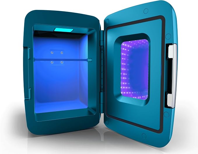 Frigidaire Gaming Light Up Mini Beverage Refrigerator, 6 can, 4 liters, Cooler with large see through door and LED lights Perfect for Gaming Experience, Home, Office, or Cars.12V Charger (Blue) - Image 10
