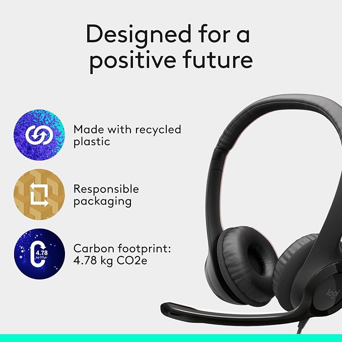 Logitech H390 Wired Headset PC/Laptop Stereo Headphones - Black | For PC/Laptop, stereo headphones, microphone, in-line controls, works with Chromebook - Image 9