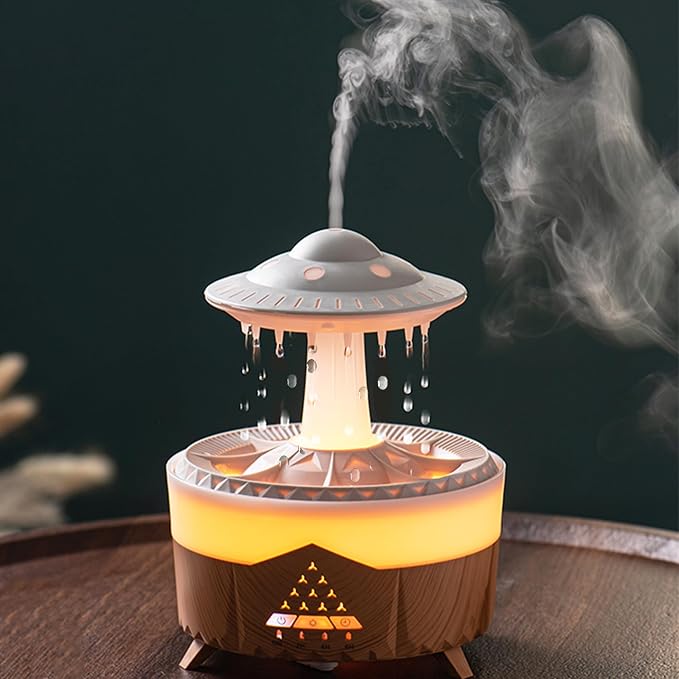Raindrop Humidifiers for Bedroom -Essential Oil Diffuser with 7 Colors LED Lights,Air Humidifiers,Cool mist humidifier with 4 timers,Vaporizers for nursery,family,bedroom and office by fuliyingAhealthierhome