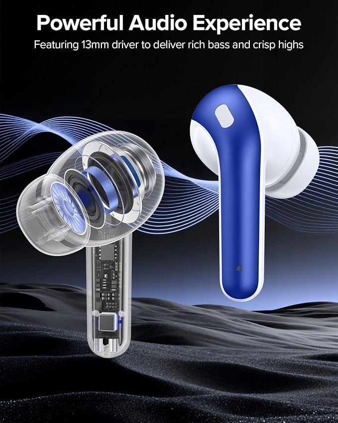 TAGRY Bluetooth Headphones True Wireless Earbuds 60H Playback LED Power Display Earphones with Wireless Charging Case IPX5 Waterproof in-Ear Ear buds with Mic for TV Smart Phone Laptop Computer Sports - Image 5