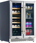 Albott 24 Inch Dual Zone Beverage Refrigerator, Glass Door Wine Cooler | Freestanding/Under Counter Wine and Beer Fridge, Holds 20 Bottles & 78 Cans, Ideal for Kitchen, Bar, Office, 34-64℉ & 41-68℉ by Albott