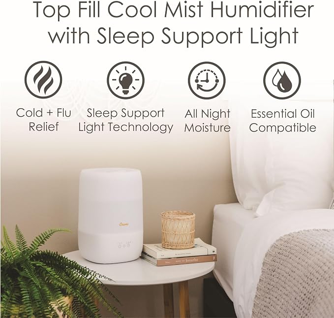 Crane Ultra-Quiet 3-in-1 Humidifier for Baby with Essential Oil Tray, 7-Color Sleep Light, 1 Gallon Top-Fill Tank, Ideal for Bedroom - Image 3