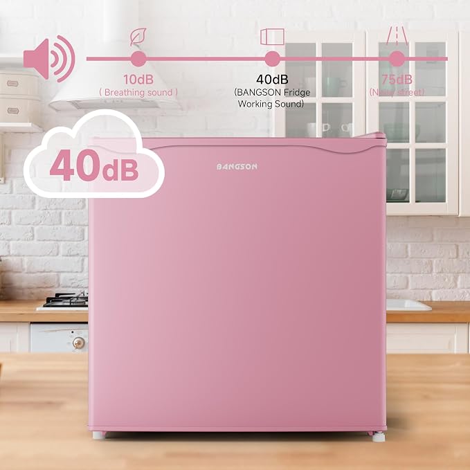 1.7 Cu.Ft Mini Fridge with Freezer for Dorm Office, Pink | Compact Refrigerator Office, Energy Saving Small Fridge Reversible Single Door, Low Noise for Bedroom Small Apartment - Image 4