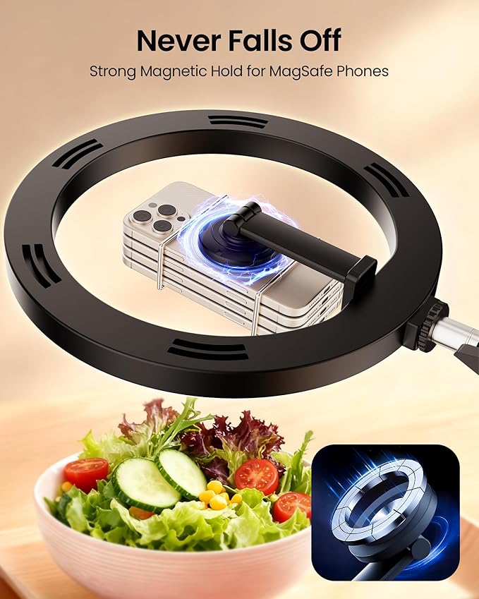 Ring Light with Stand with Magnetic Phone Holder, Overhead Phone Mount - Image 3