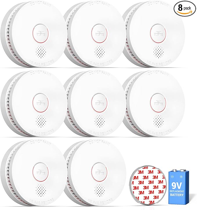 SITERWELL 8 Pack Smoke Detector, 10 Year Product Life Fire Alarm by SITERWELL