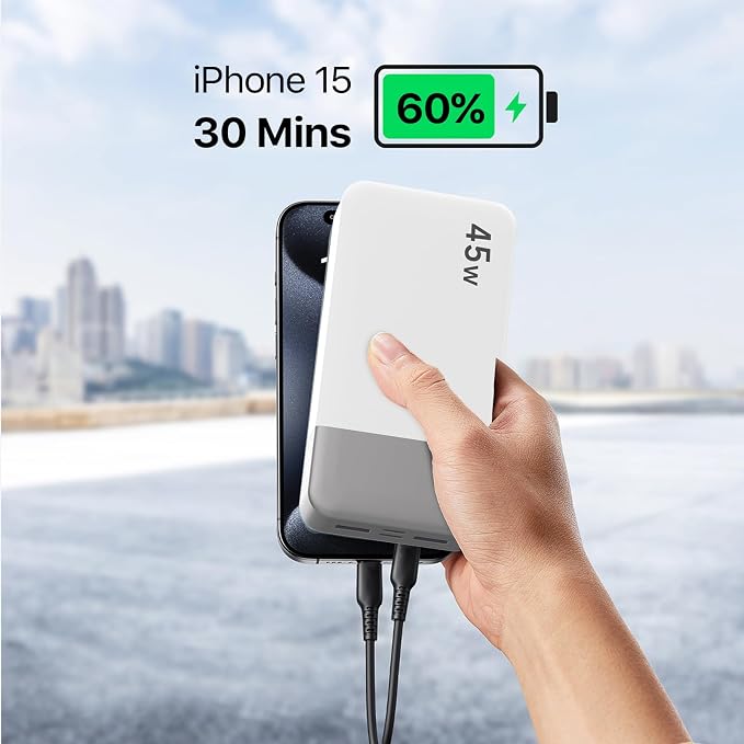 JUOVI J2621 Power Bank Portable Charger 20000mAh 45W, PD3.0 QC 4.0 Fast Charging Battery Pack with LED Display,2 USB-C,2 USB-A for iPhone 15 16, MacBook - Image 7
