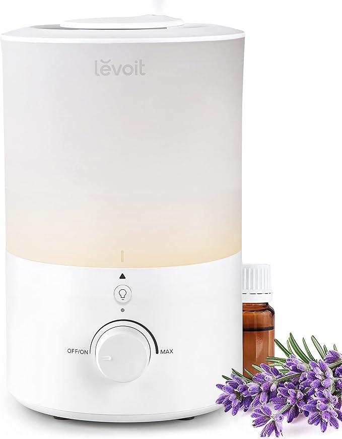 LEVOIT Humidifiers for Bedroom with Night Light(3L Water Tank)Cool Mist Top Fill Essential Oil Diffuser for Baby Nursery and Plants, 360° Nozzle, Quiet, Rapid Humidification for Home Large Room, White by Levoit