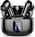 Wireless Earbuds, Bluetooth 5.4 Headphones Bass Stereo/Clear Calls, Black | Ear Buds with Noise Cancelling Mic LED Display in Ear Earphones IP7 Waterproof 36H Bluetooth Earbuds for Phones/Sport/Laptop by Btootos