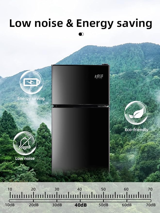 Refrigerators with Freezer on Top, Fridge 7- Level Adjustable Thermostat, Refrigerator for Apartment, Office, Camping, Black - Image 5