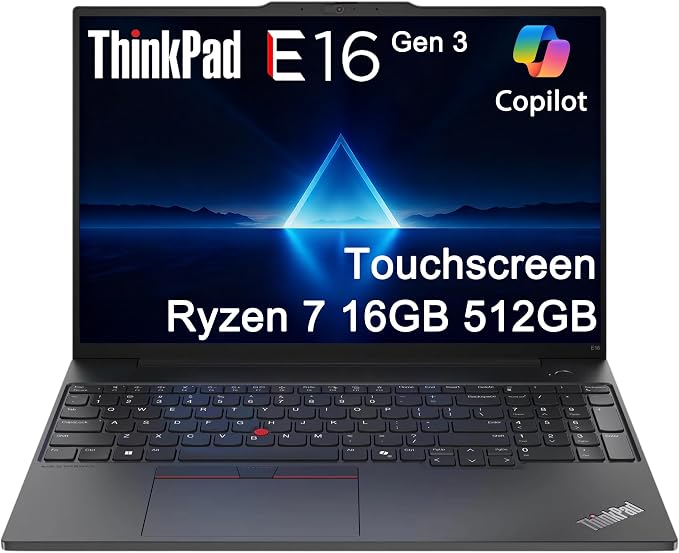 Lenovo ThinkPad E16, 16" Touchscreen, AMD Ryzen 7 250, 16GB DDR5, 512GB SSD | Business AI PC Laptop, FHD+ Anti-Glare, > Intel Ultra 7 155U, Numeric Keypad, IR Webcam, Thunderbolt 4, Ethernet, Win 11 Pro by ISTComputers