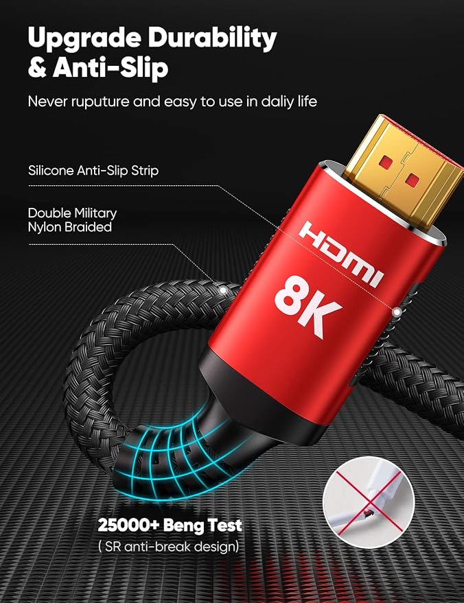 Snowkids 10K 8K HDMI 2.1 Cable 10FT 2-Pack, 48Gbps Ultra High Speed HDMI - Image 4