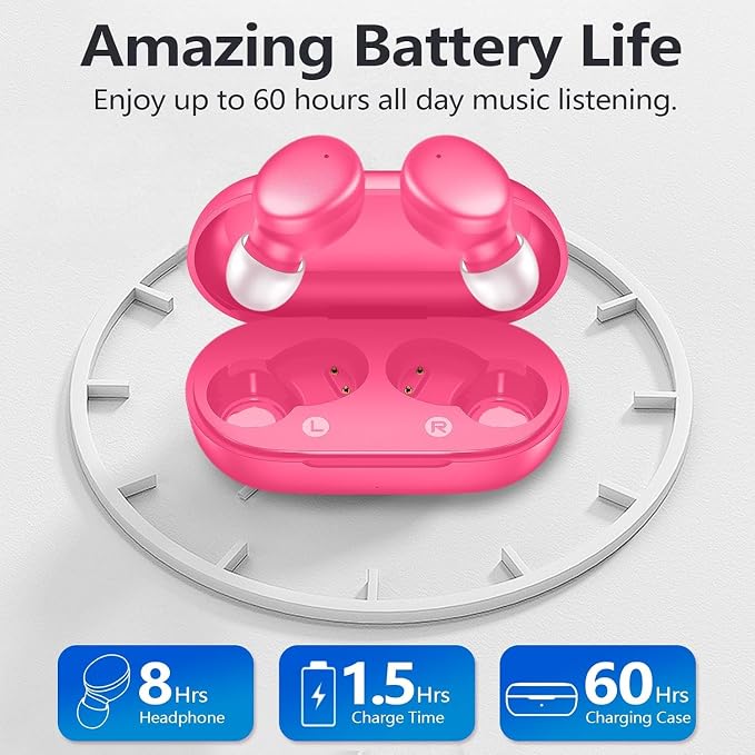 MOZOTER Mini Wireless Earbuds Bluetooth 5.3 in Ear Headphones Headsets | Light Weight,60Hrs Playtime Ear Buds with Charging Case,Smart Touch Control,Premium Sound with Deep Bass for Sport-Rose Pink - Image 4
