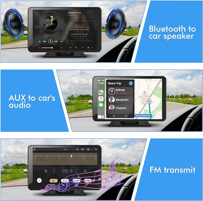 Capapro 7" HD Portable Carplay Wireless Touch Screen Double Din Car Stereo - Image 4