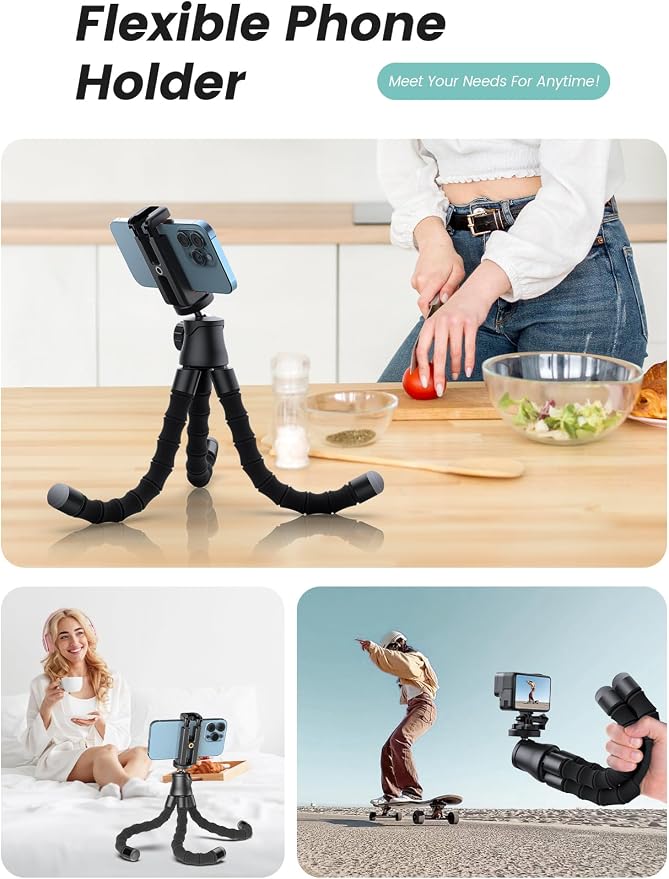 Pnitri Phone Tripod Stand, Extendable Reinforced Aluminum Phone Stand - Image 7