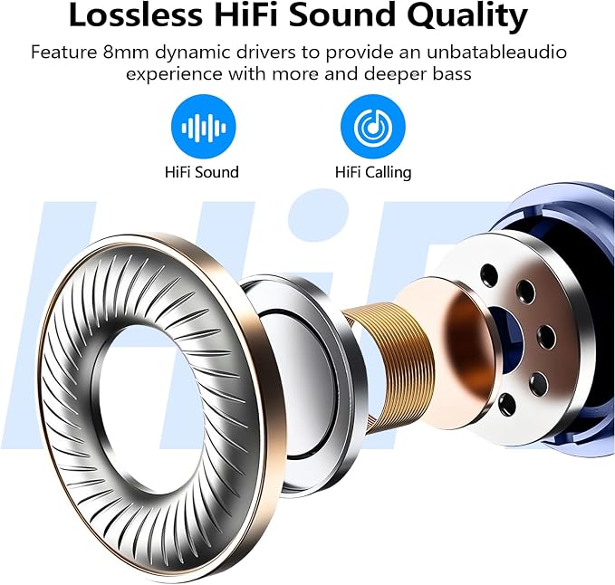 kurdene Wireless Earbuds Bluetooth 5.3 Light Weight in Ear Headphones | Premium Sound Bass Ear buds with Charging Case,Touch Control,Built in Mics Headset,Clear Calls for Sports Workout Blue - Image 5