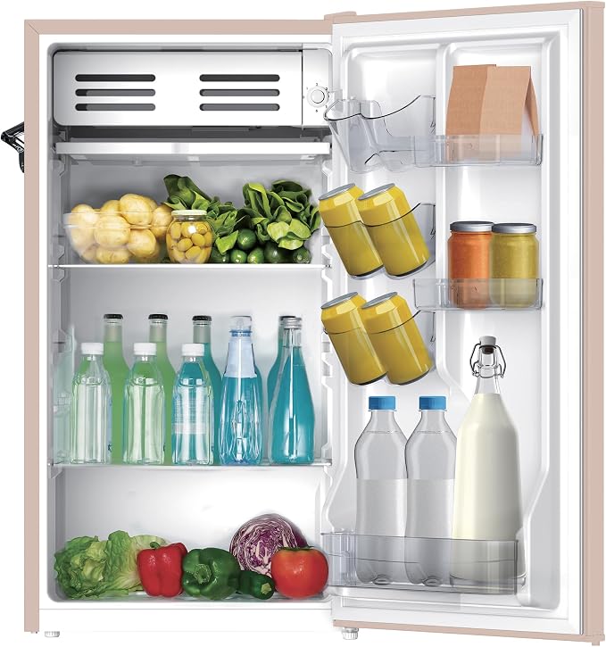 Frigidaire Retro Compact Fridge with Chiller, 3.2 cu ft Countertop Fridge with Built-In Bottle Opener, Compact Refrigerator for Office, Bedroom, Dorm Room or Cabin - 16.5" D x 19" W x 31" H (Coral) - Image 7