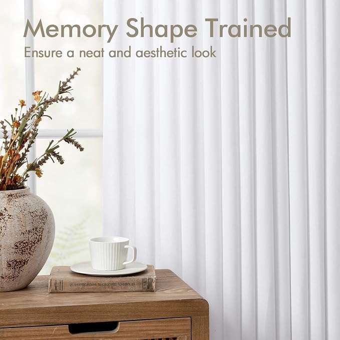 ANRODUO Memory Trained Pinch Pleated Curtains 96 Inches Long, Viral Linen Pinch - Image 2