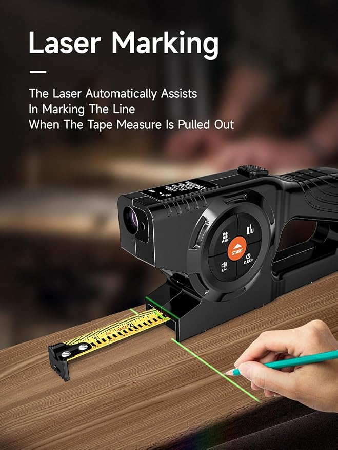 3-in-1 Digital Tape Measure, 196Ft Laser Measurement Tool & Auto Lock Tape - Image 3