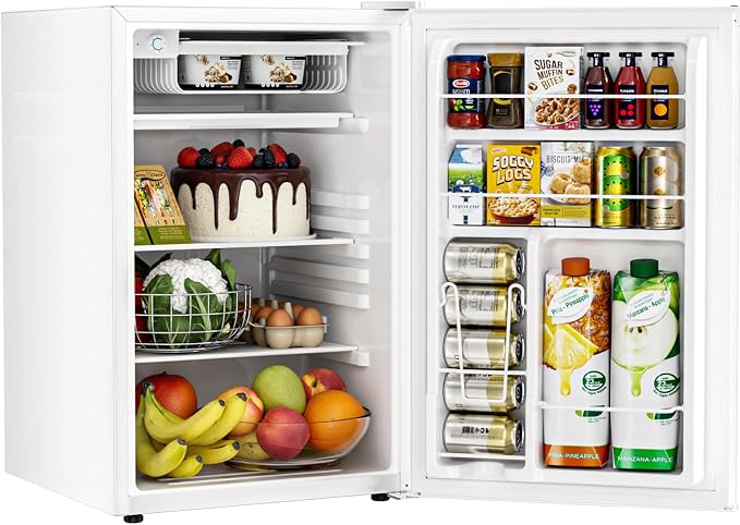 Antarctic Star 4.5 Cu.Ft Compact Refrigerator with Freezer,Mini Fridge Single Door with Adjustable Thermostat,Removable Glass Shelves for Apartment/Dorm/Office,WHITE - Image 2