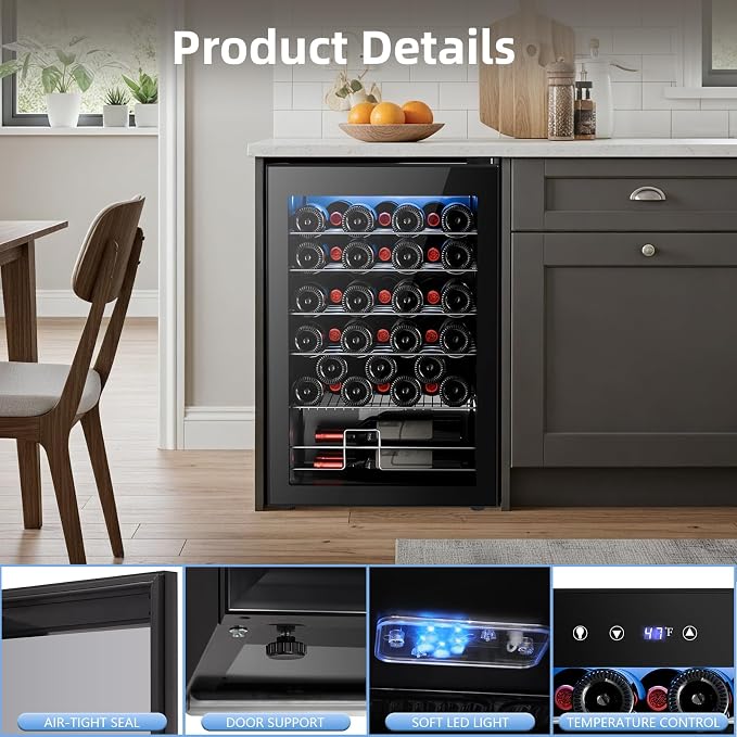 Antarctic Star Wine Cooler Refrigerator, Freestanding Wine Fridge with Adjust Temperature（32°F- 61°F）, 4.5 Cu.Ft Mini Fridge for home/bar/office, Black - Image 3