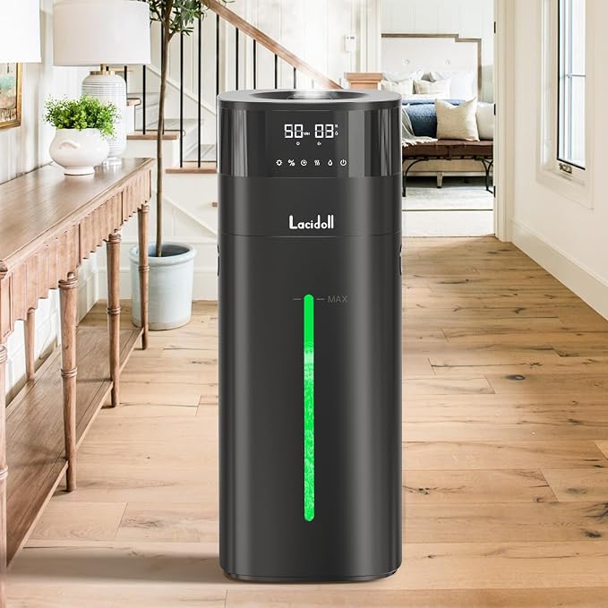Cool and Warm Mist Humidifier Large Room, 5.3Gal/20L Humidifiers for Home 2000 sq ft, Whole House Humidifiers with Diffuser Extended Tube, Air Humidifier for Bedroom Nursery Baby Plants Black by Bigcapacitybigpeaceofmind