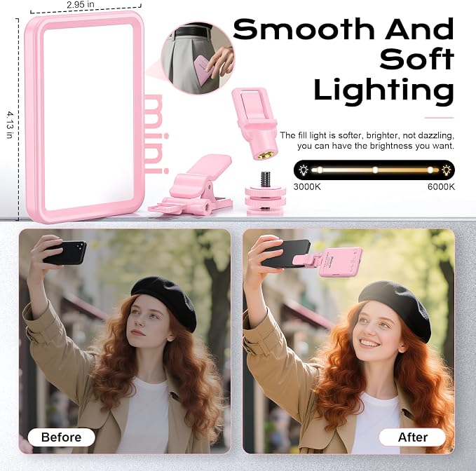 Rechargeable Soft Selfie Light for Phone, 4-14H Battery Portable LED Light for - Image 5