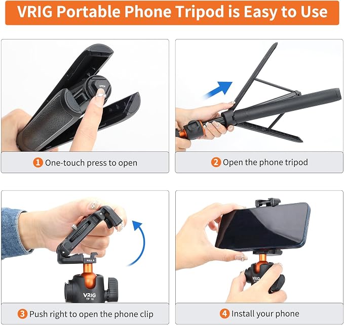 VRIG TP16 Camera Tripod, 5 Levels Adjustment 360° Ball Head Loads Up - Image 6