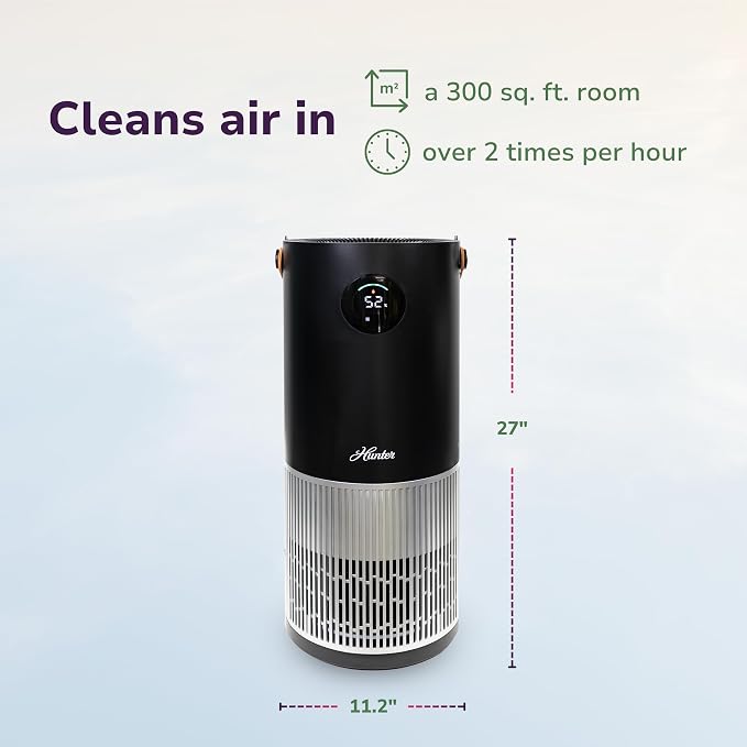 Hunter Fan Company Humidifier and Air Purifier In One, Advanced Filtration Air Purifiers for Home, Air Purifiers for Home Pets, Humidifiers for Bedroom and Humidifiers for Bedroom Baby, Black/Silver - Image 6