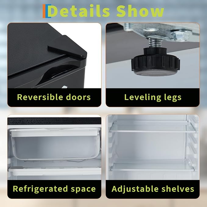 3.2 Cu. Ft. Mini Fridge Freezer, Energy-Efficient, Quiet, Adjustable Shelves - Image 6