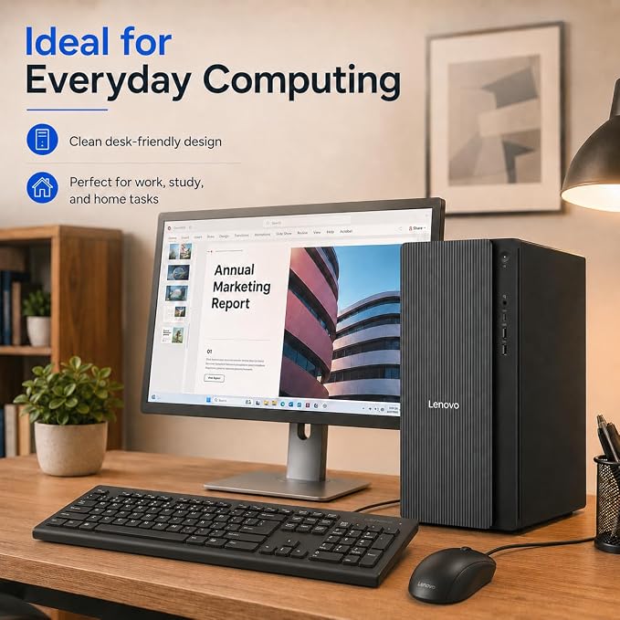 Lenovo IdeaCentre Next Gen AI Tower Business Desktop Computer, 20-Core Intel Ultra 7 265K, 32GB DDR5, 1TB SSD, HDMI + VGA, Wi-Fi, RJ-45, USB-C, Wired Keyboard & Mouse, Windows 11 - Image 6