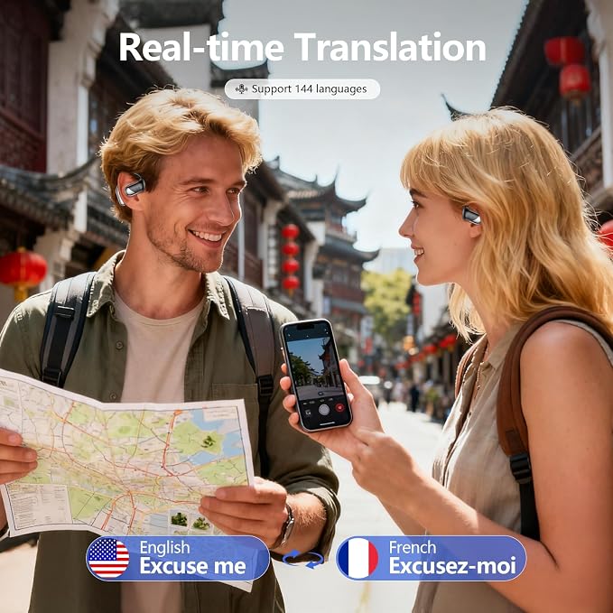 AI Open Ear Headphones Translation Earbuds, Real-Time 2-Way Language Translator - Image 4