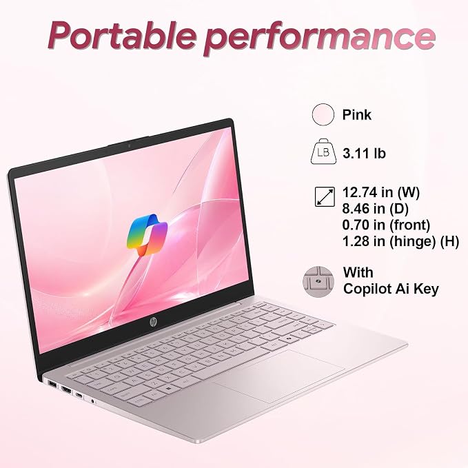 HP 14" Laptop 2026 Edition, Intel Processor, 8GB RAM, 256GB SSD | Copilot AI, Long Battery Life, Lightweight 3.11 lbs, Microsoft 365 included, Windows 11 for Students & Office - Image 8