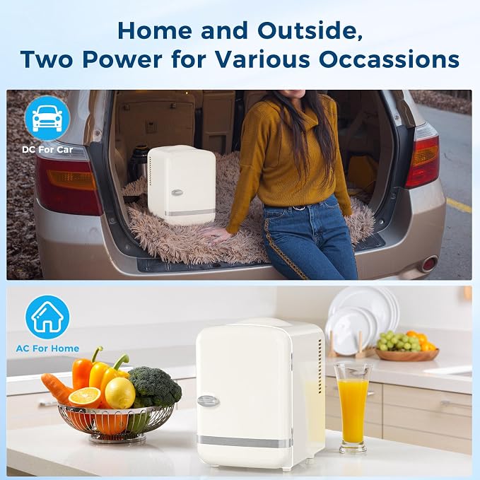 Antarctic Star 4L/6 Cans Compact Refrigerator,Portable Mini Fridge Skin Care,Cooler and Warmer for Bedroom,Car,Office & Dorm, Small Cooler for Cosmetics/Beverage/Food,WHITE - Image 2