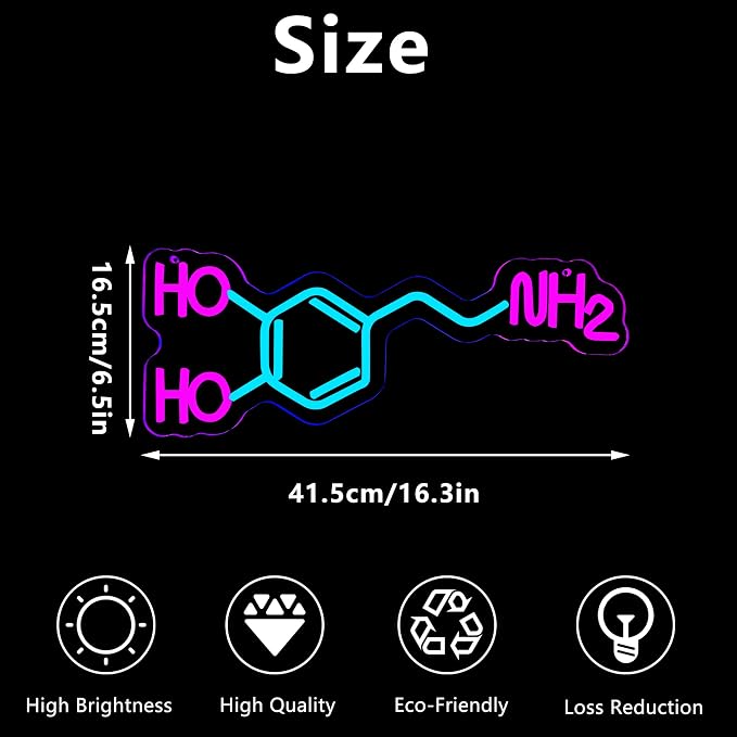 Dopamine Molecule Neon Sign Dimmable LED Light Up Wall Decor Science Chemistry - Image 6
