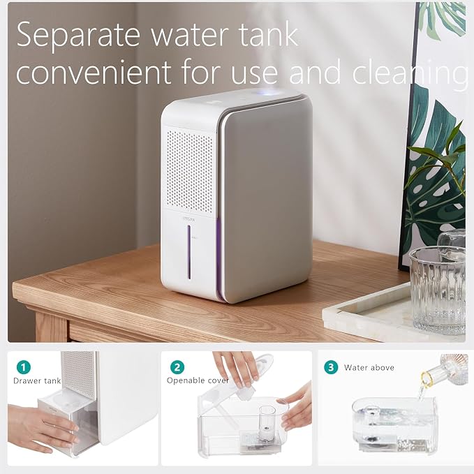 3 in 1 Dehumidifier, Humidifier & Aroma Diffuser with Air Combo One - 39Oz, Small Auto Purifier Humidity Control Quiet 27db Multifuctional Colorful Mist,for Bedroom/Bathroom/Bome/Basement(350 sq.ft) - Image 8