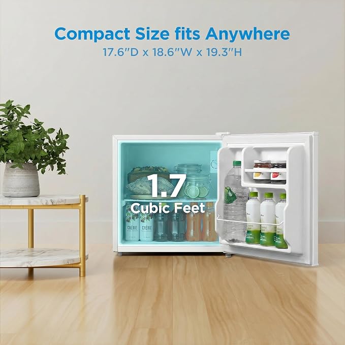Midea 1.7 Cu.ft Mini Fridge, Energy Star Certified, Low Noise for Bedroom | Adjustable Thermostat, Reversible Door,Ideal for Dorm, Office,White - Image 2